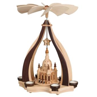 Zeidler Teelichtpyramide mit Dresdner Frauenkirche Wenge/Hainbuche 