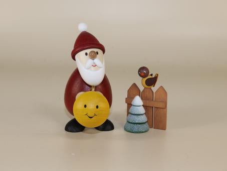 Paul Ullrich Weihnachtsmann mit Lampion und Zaun mit Vogel Neu 2023 