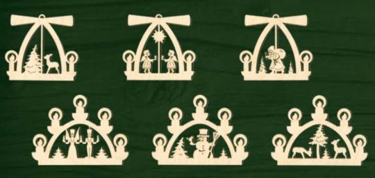 Drechslerei Kuhnert Baumschmuck Erzgebirge 6er Set 