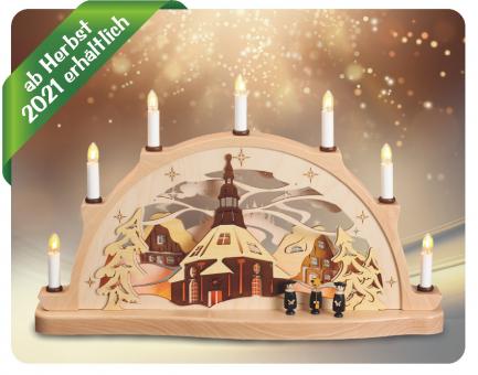 Zeidler Schwibbogen mit Seiffener Kirche und Kurrende 3D Optik 