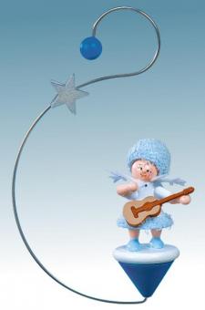 Drechslerei Kuhnert Baumschmuck Schneeflöckchen mit Gitarre Rarität 