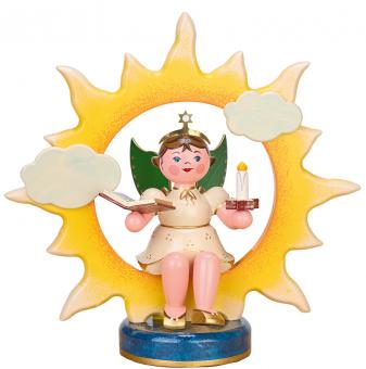 Hubrig Engel in Sonne mit Buch und Kerze 20cm 