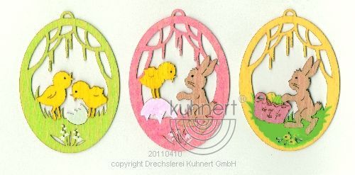 Drechslerei Kuhnert Baumschmuck Ei mit Hasen 3er-Set Rarität 