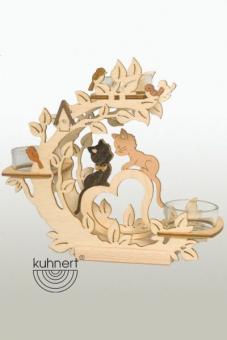 Drechslerei Kuhnert Teelichtkranz 2 Kätzchen 