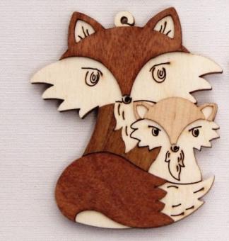 Drechslerei Kuhnert Baumschmuck Fuchs mit Kind 