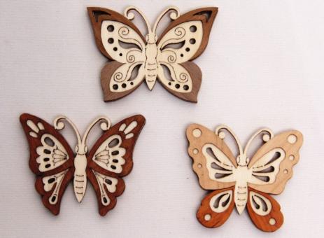 Drechslerei Kuhnert Baumschmuck Schmetterling 3er Set 