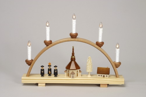 Zeidler Schwibbogen mit Seiffener Kirche und Kurrende klein 