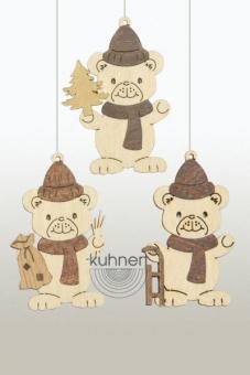 Drechslerei Kuhnert Baumschmuck Weihnachtsteddy 3er Set Rarität 