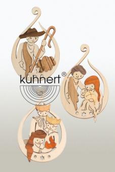 Drechslerei Kuhnert Baumschmuck Krippenmotive 3er Set 