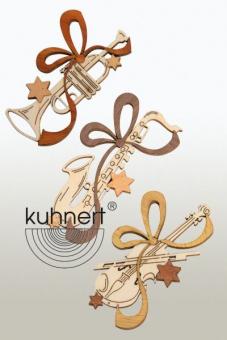 Drechslerei Kuhnert Baumschmuck Instrumente 3er Set Rarität 