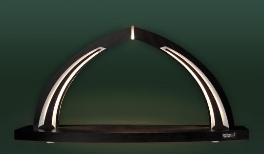 Tietze Schwibbogen klein modern wood black line LED Rarität 