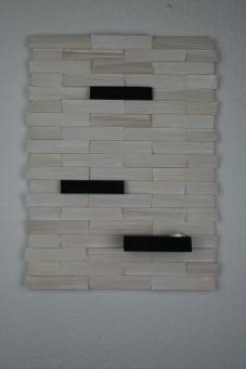 Ulbe Design Holzwandbild art line weiß/schwarz mit Teelichthalter modern 