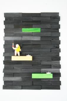 Ulbe Design Holzwandbild art line schwarz/grün mit Teelichthalter modern 