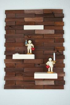 Ulbe Design Holzwandbild art line braun/weiß mit Teelichthalter modern 