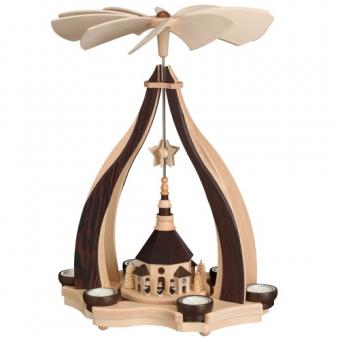 Zeidler Teelichtpyramide mit Seiffener Kirche Wenge/Hainbuche 