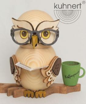 Drechslerei Kuhnert Räuchermann Rauchfigur Eule mit Brille 