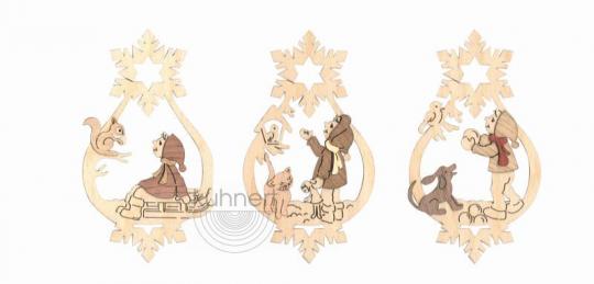 Drechslerei Kuhnert Baumschmuck Winterkinder 3er Set NEU 2017 