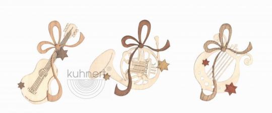 Drechslerei Kuhnert Baumschmuck Instrumente II 3er Set Rarität 