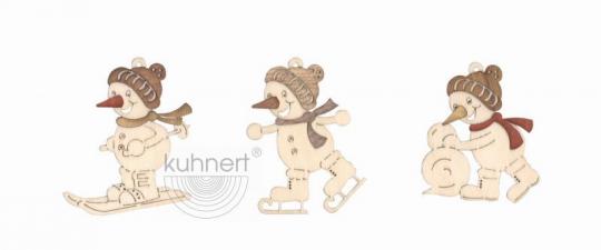 Drechslerei Kuhnert Baumschmuck Schneemann Sportler II 3-teilig 