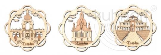 Drechslerei Kuhnert Baumschmuck Dresden 3er Set Neu 2018 