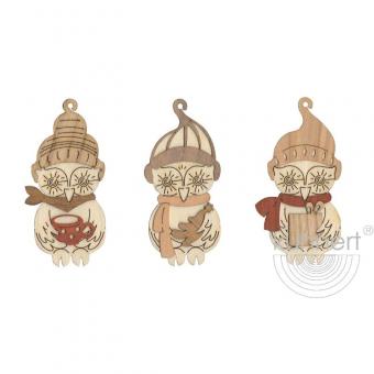 Drechslerei Kuhnert Baumschmuck Wintereulen 3er Set Neu 2019 