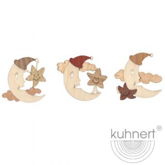 Drechslerei Kuhnert Baumschmuck Mond mit Stern 3er Set Neu 2021 