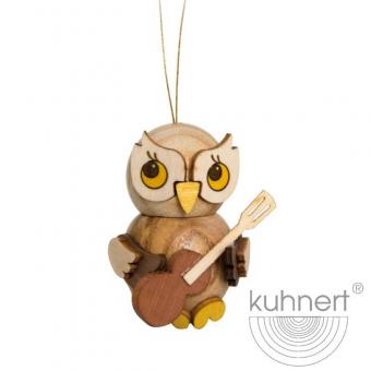 Drechslerei Kuhnert Baumbehang Eulenkind mit Gitarre Rarität 
