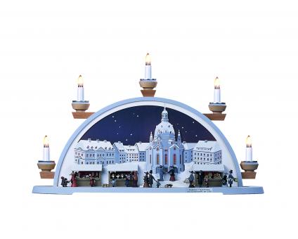 Klaus Kolbe Schwibbogen Frauenkirche mit Striezelmarkt um 1900 