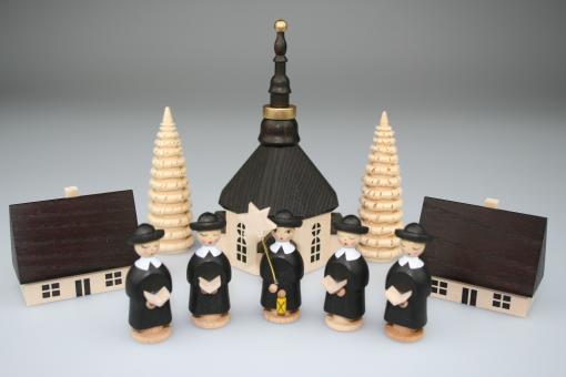 Seiffener Dorf mit Kurrende schwarz 