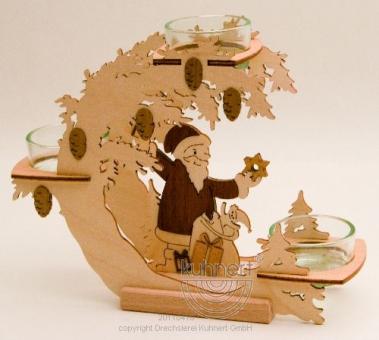 Drechslerei Kuhnert Teelichtkranz mit Weihnachtsmann Rarität 