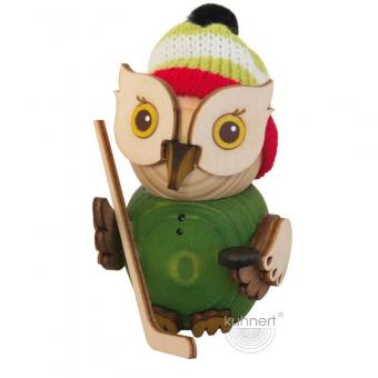 Drechslerei Kuhnert Holzfigur Mini Eule Eishockey Rarität 