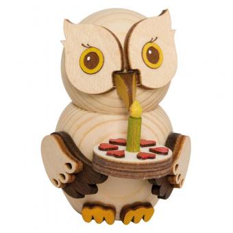 Drechslerei Kuhnert Holzfigur Mini Eule mit Torte Neu 2023 