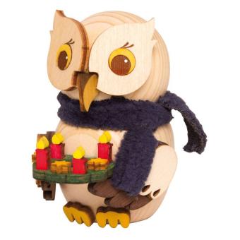 Drechslerei Kuhnert Holzfigur Mini Eule mit Adventskranz Neu 2024 