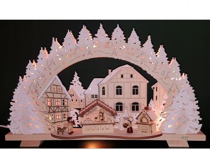 Tietze Schwibbogen Mehrschicht Weihnachtsbäckerei verschneit LED Rarität 