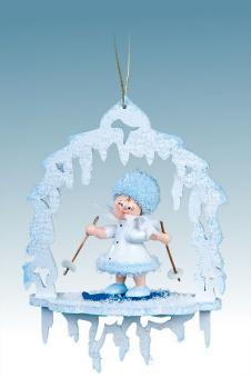 Drechslerei Kuhnert Baumschmuck Schneeflöckchen Skifahrer Rarität 