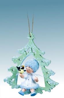 Drechslerei Kuhnert Baumschmuck Schneeflöckchen mit Vogel Rarität 
