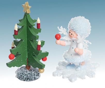Drechslerei Kuhnert Schneeflöckchen mit Tannenbaum 