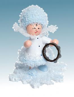 Drechslerei Kuhnert Schneeflöckchen mit Tamburin 
