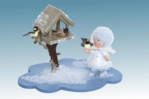 Drechslerei Kuhnert Schneeflöckchen mit Futterhaus auf Wolke 