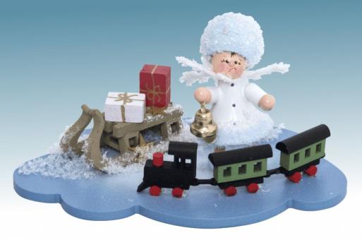 Drechslerei Kuhnert Schneeflöckchen mit Eisenbahn auf Wolke 