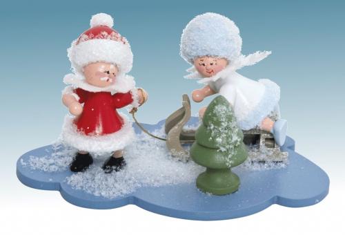 Drechslerei Kuhnert Schneeflöckchen und Weihnachtsmann auf Wolke Rarität 