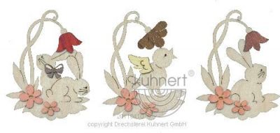 Drechslerei Kuhnert Baumschmuck Hase mit Blume 