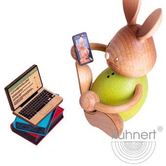 Drechslerei Kuhnert Stupsi Hase Homeschooling mit Laptop Neu 2021 Sonderedition 