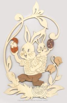 Drechslerei Kuhnert Fensterbild Hase mit Hasenbaby 