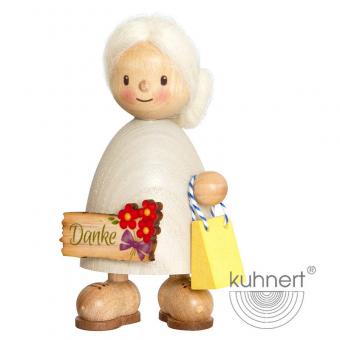 Drechslerei Kuhnert Holzfigur Finja mit Danke Schild Neu 2020 