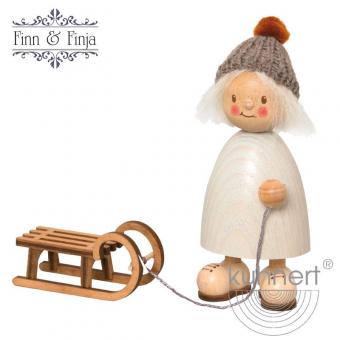Drechslerei Kuhnert Holzfigur Finn mit Schlitten Neu 2021 