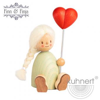 Drechslerei Kuhnert Holzfigur Finja XL mit Herzballon Rarität 