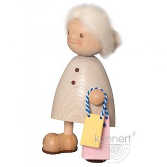 Drechslerei Kuhnert Holzfigur Finja mit Taschen XL Rarität 