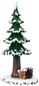 Hubrig Winterkinder Winterbaum mit Holzstapel 
