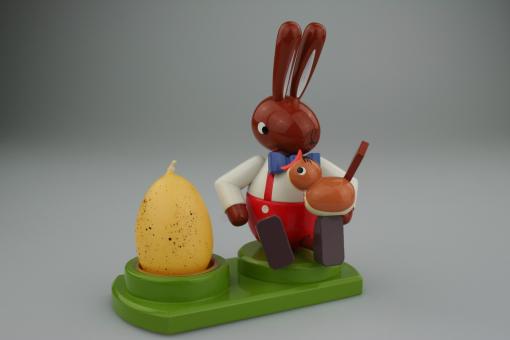 Leichsenring Osterhase mit Vogel und Kerze groß 
